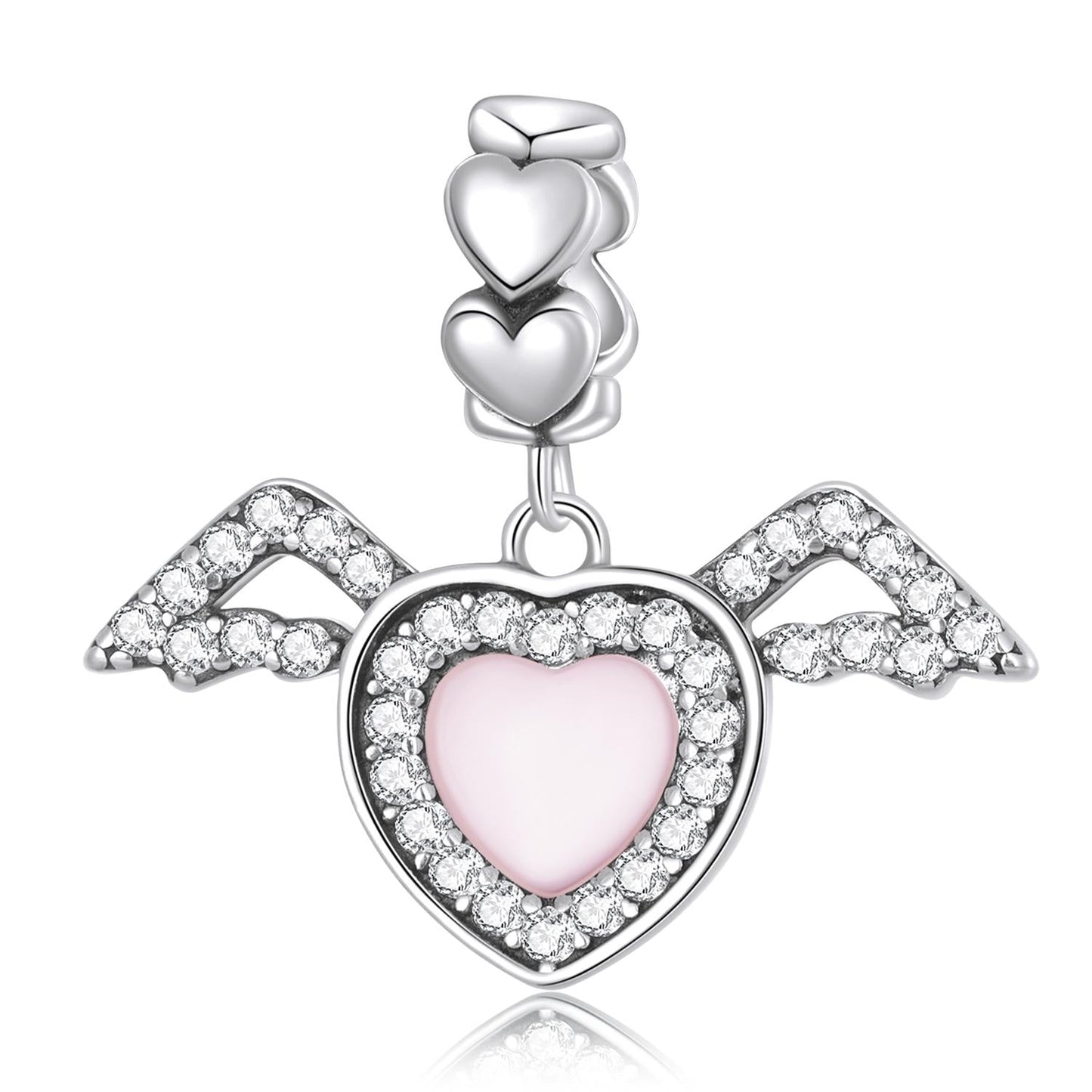 925 Sterling Silver Heart Wing Pendant For Diy Bracelets & Necklaces