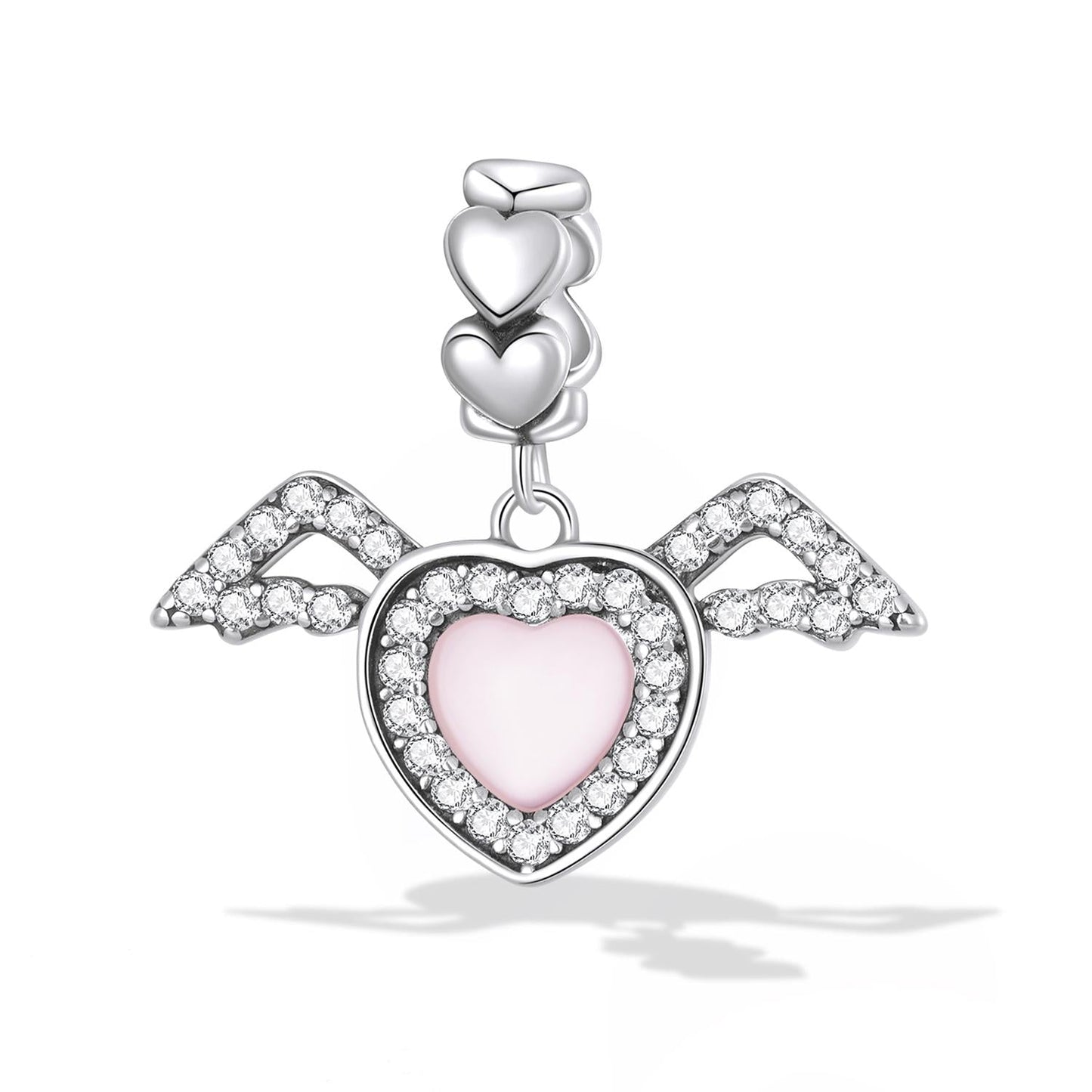 925 Sterling Silver Heart Wing Pendant For Diy Bracelets & Necklaces