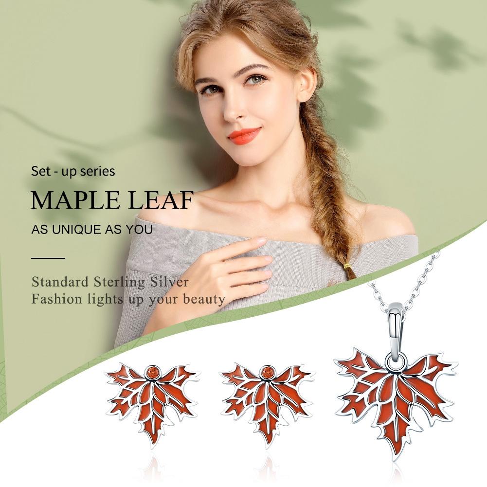 925 Sterling Silver Autumn Maple Leaf Beaded Bracelet