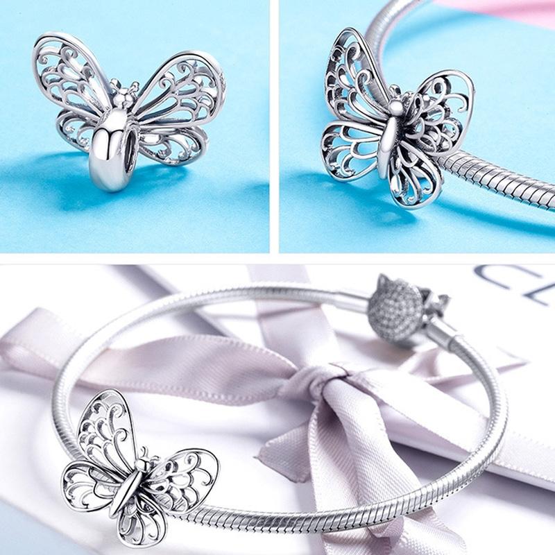925 Sterling Silver Diy Butterfly Bracelet With Pearl Accents Bsc062