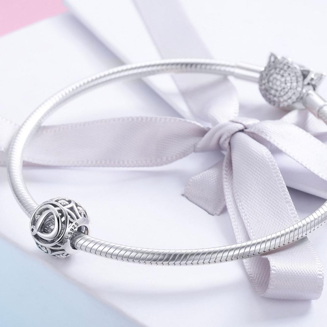 925 Sterling Silver 26 English Letter Beads For Diy Bracelets & Necklaces Style - D