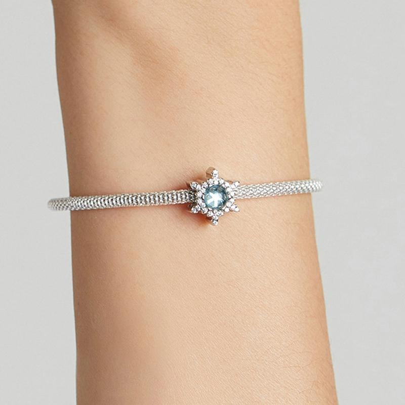 925 Sterling Silver Diy Winter Snowflake Bracelet Bead