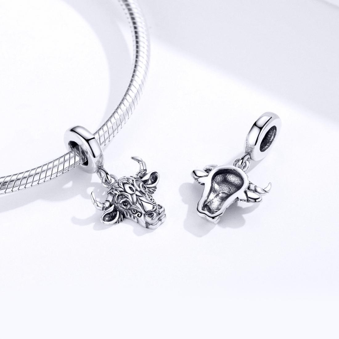 925 Sterling Silver Bull Head Pendant For Bracelet Or Necklace
