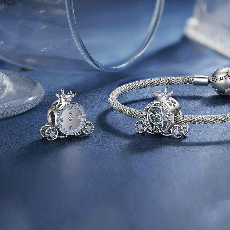 925 Sterling Silver Pumpkin Charm For Diy Bracelets