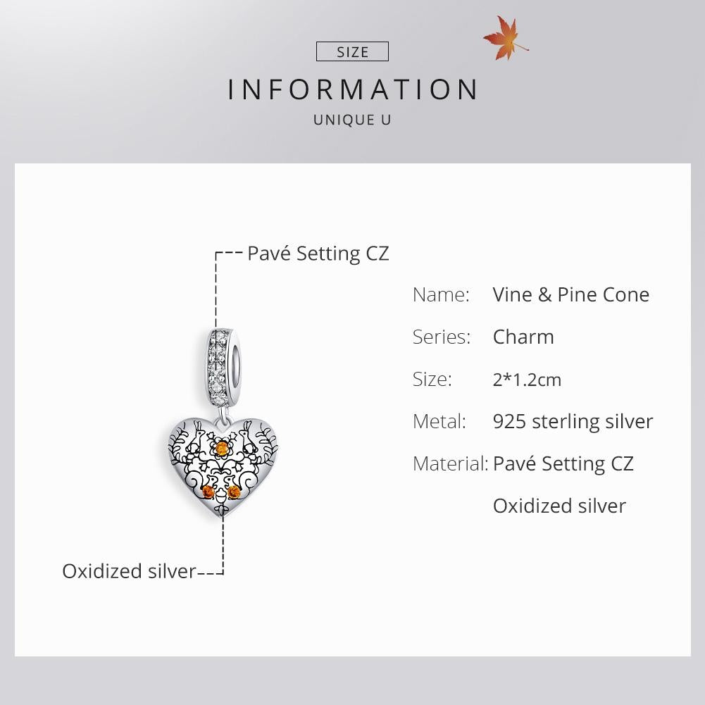 925 Sterling Silver Pine Cone Squirrel Pendant Diy Bracelet / Necklace