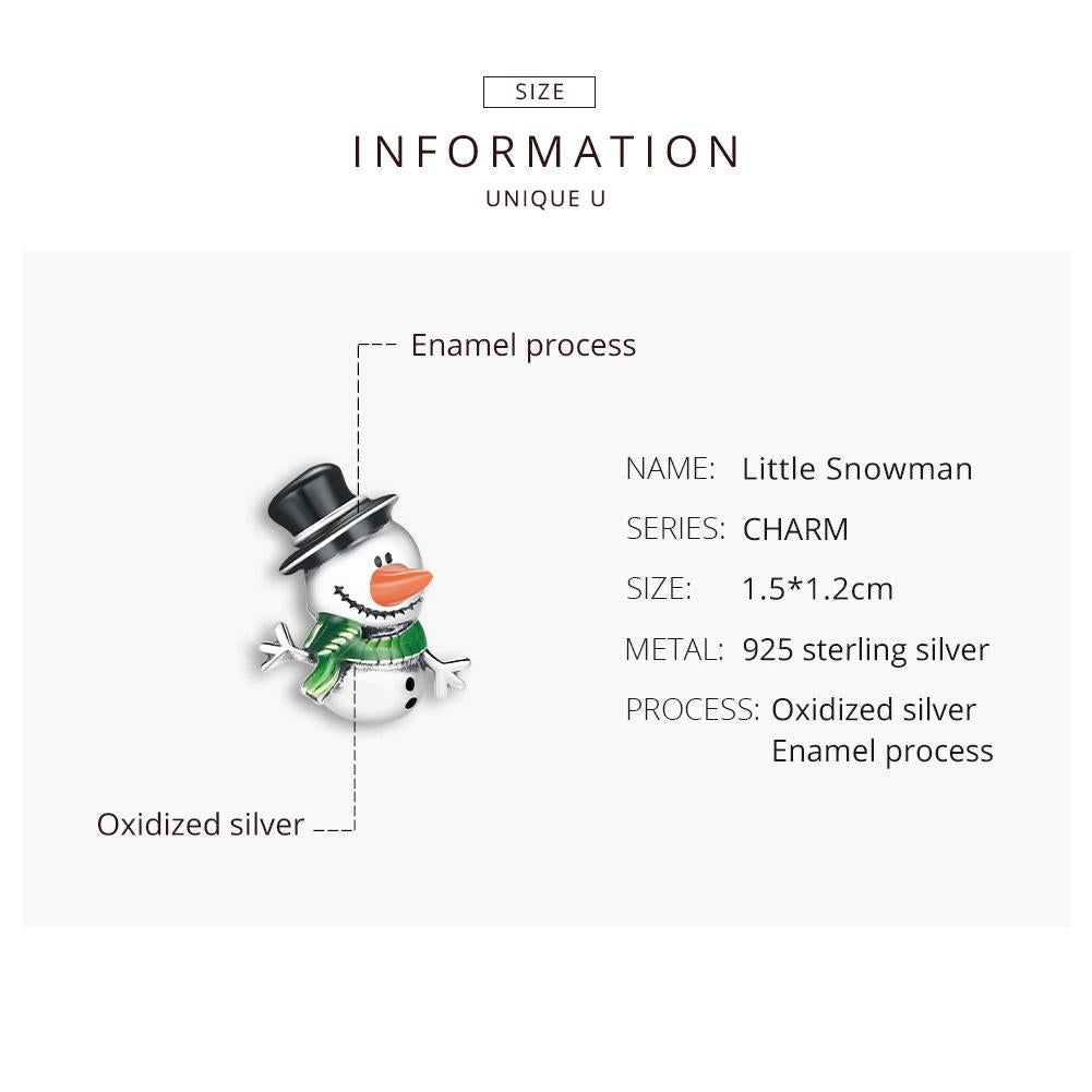 925 Sterling Silver Snowman Beads For Diy Bracelets & Necklaces