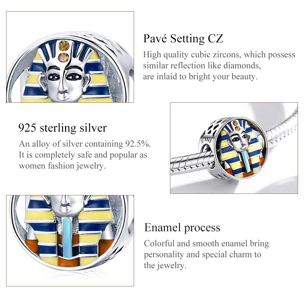 925 Sterling Silver Egyptian Pharaoh Beads For Diy Bracelets & Necklaces