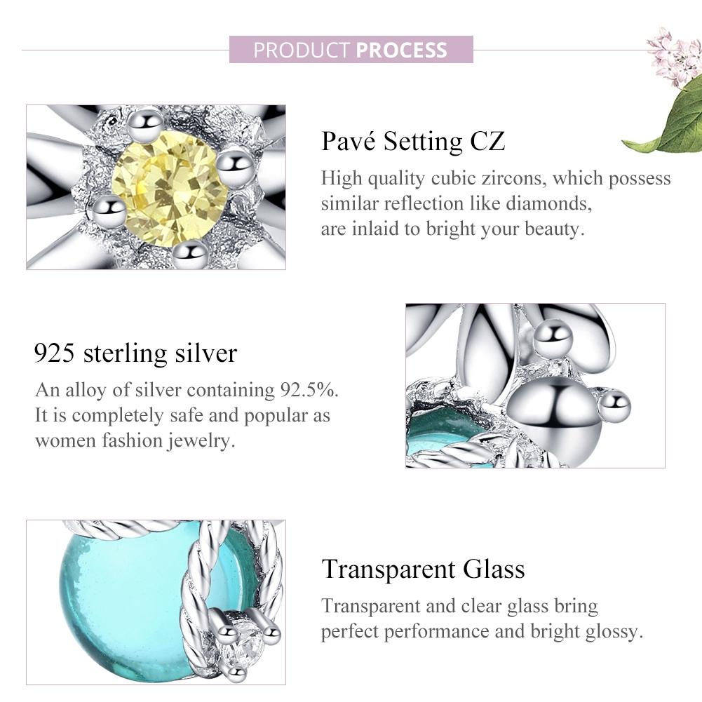 925 Sterling Silver Daisy & Firefly Crystal Bead Bracelet