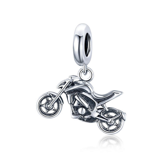 925 Sterling Silver Motorcycle Pendant For Bracelet Or Necklace
