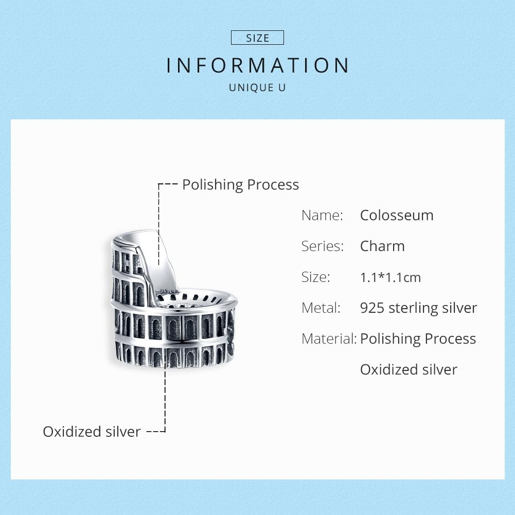 925 Sterling Silver Colosseum Beads For Diy Bracelets & Necklaces