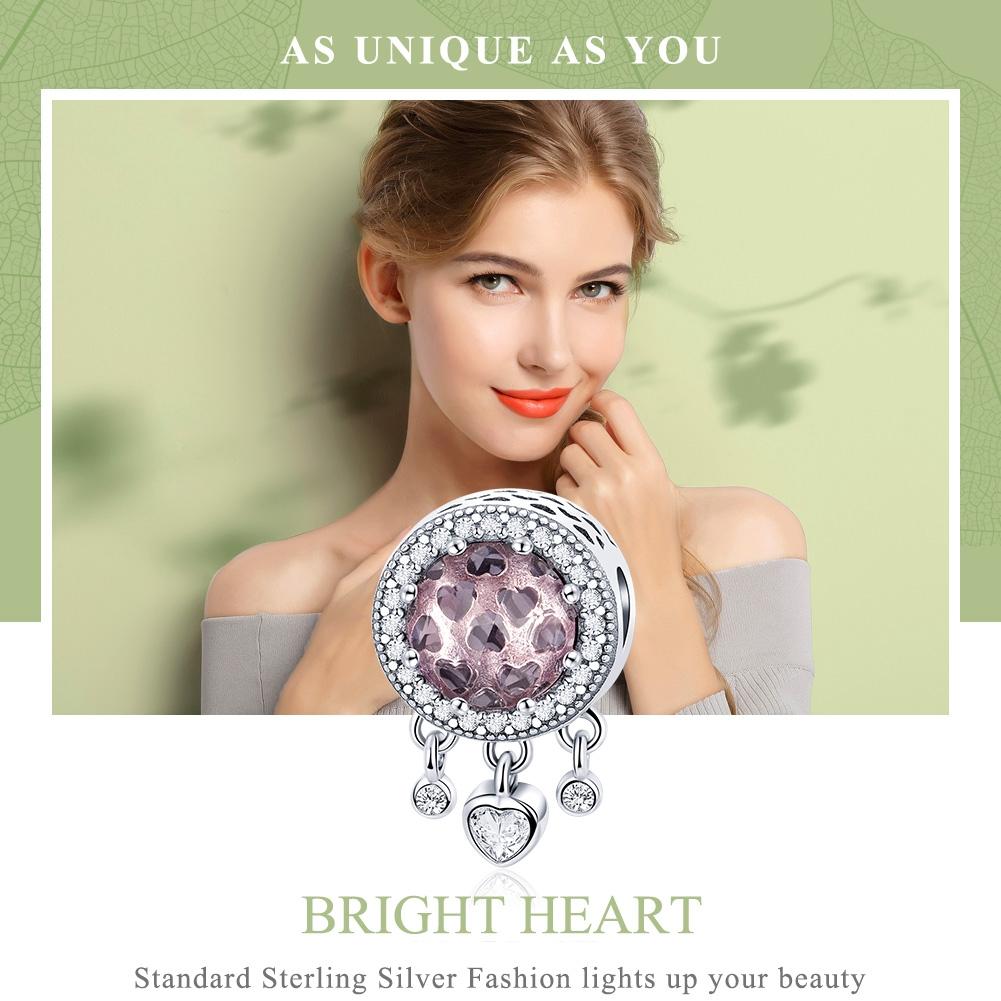 925 Sterling Silver Brilliant Heart Beads For Diy Bracelets & Necklaces