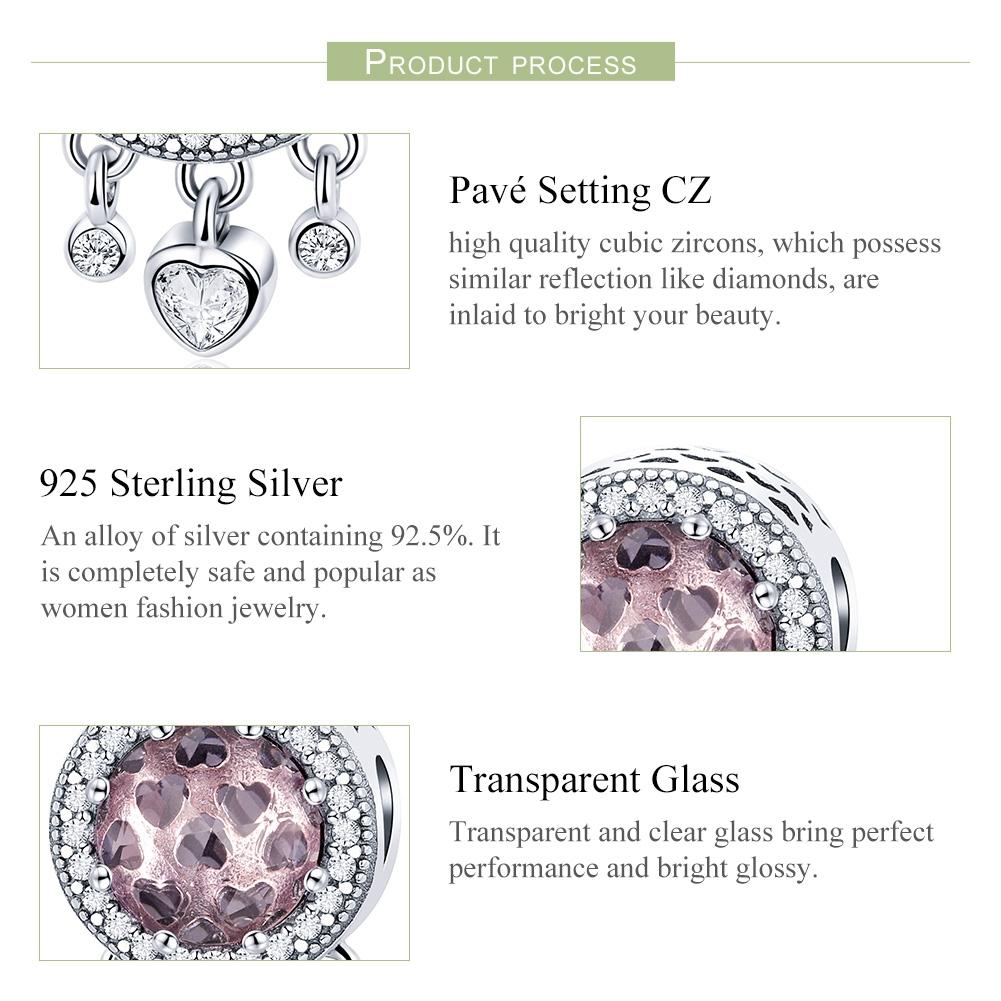 925 Sterling Silver Brilliant Heart Beads For Diy Bracelets & Necklaces