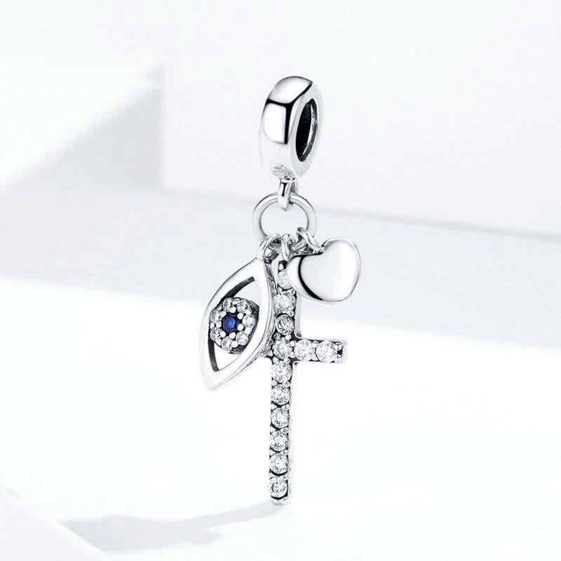 925 Sterling Silver Cross Charm For Diy Bracelets