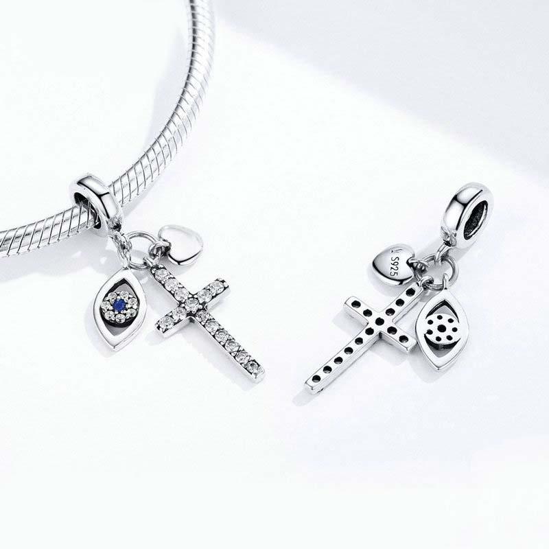 925 Sterling Silver Cross Charm For Diy Bracelets