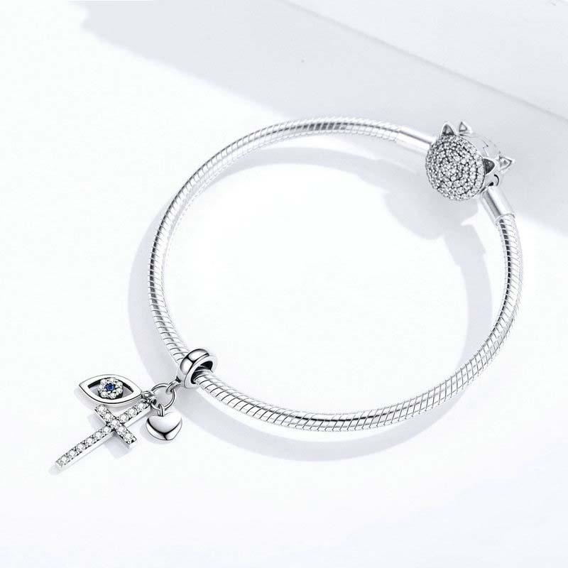 925 Sterling Silver Cross Charm For Diy Bracelets