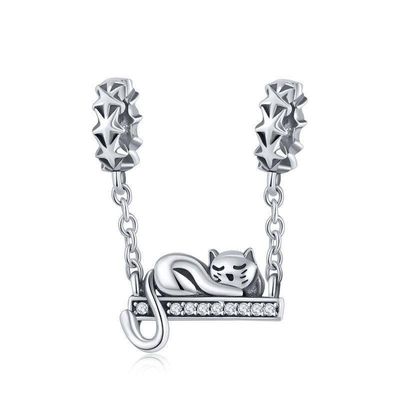 925 Sterling Silver Adorable Cat Pendant Necklace