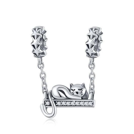 925 Sterling Silver Adorable Cat Pendant Necklace