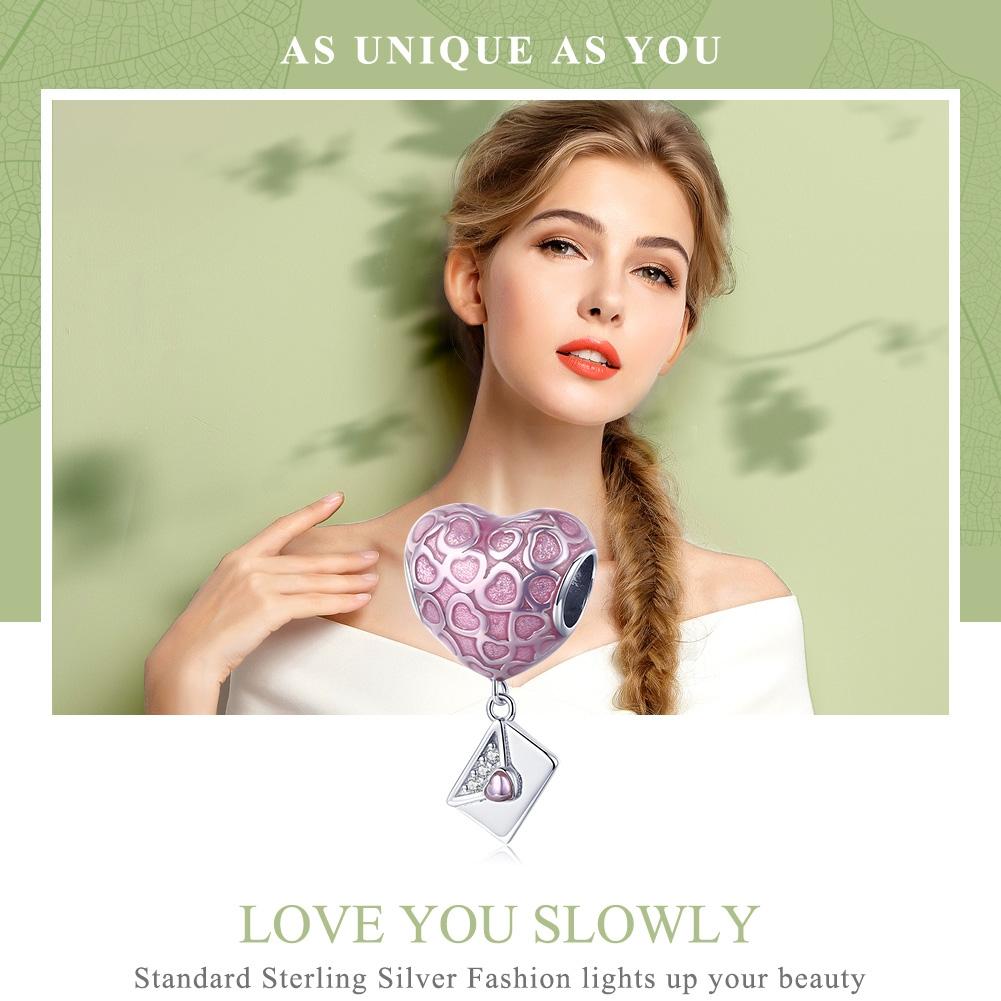 925 Sterling Silver Romantic Love Letter Heart Bracelet With Zirconium Diamond Beads