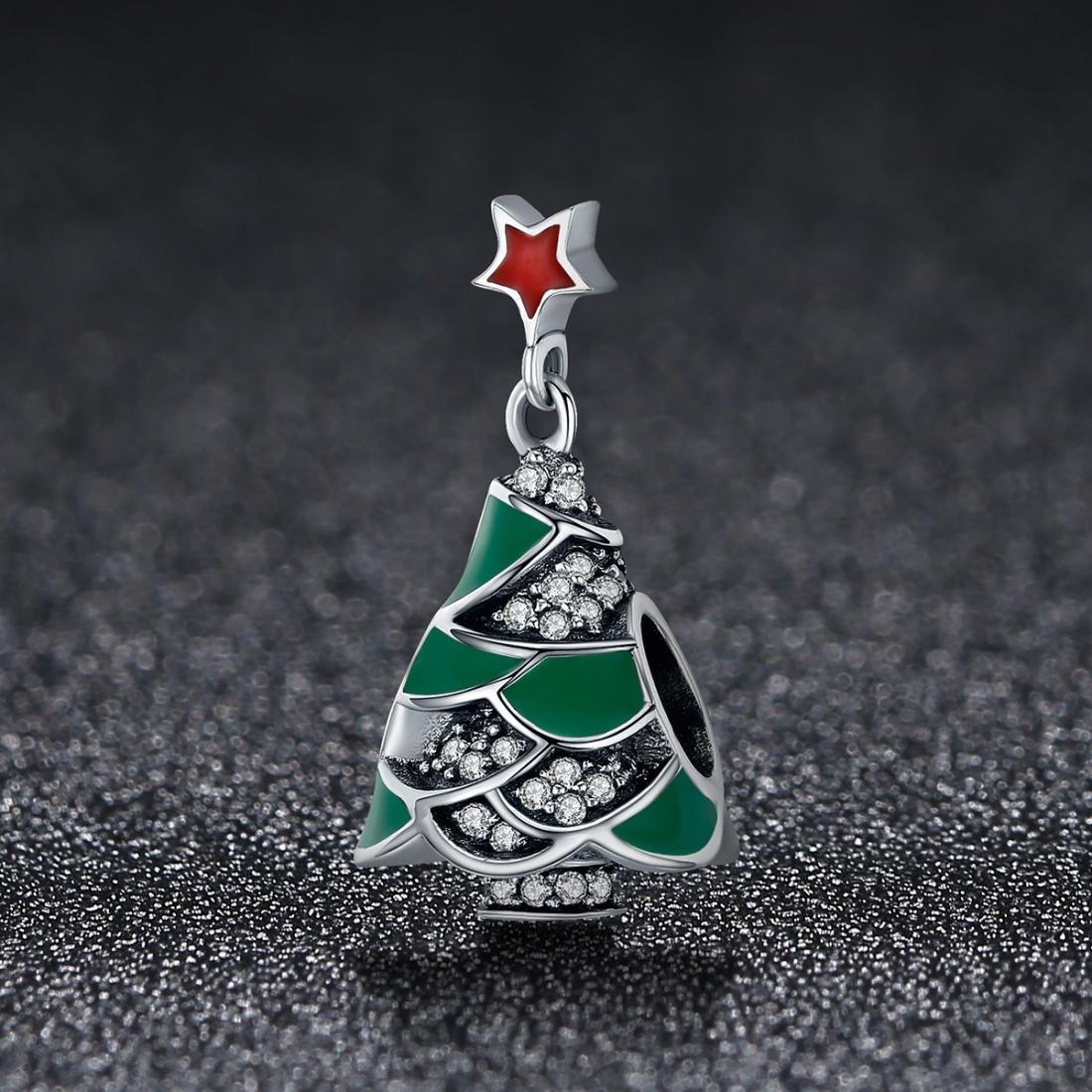 925 Sterling Silver Christmas Tree Bead Pendant For Diy Bracelets & Necklaces
