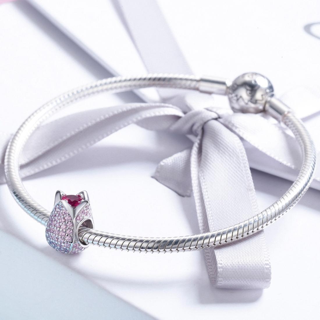 925 Sterling Silver Tulip Bead Bracelet Charm