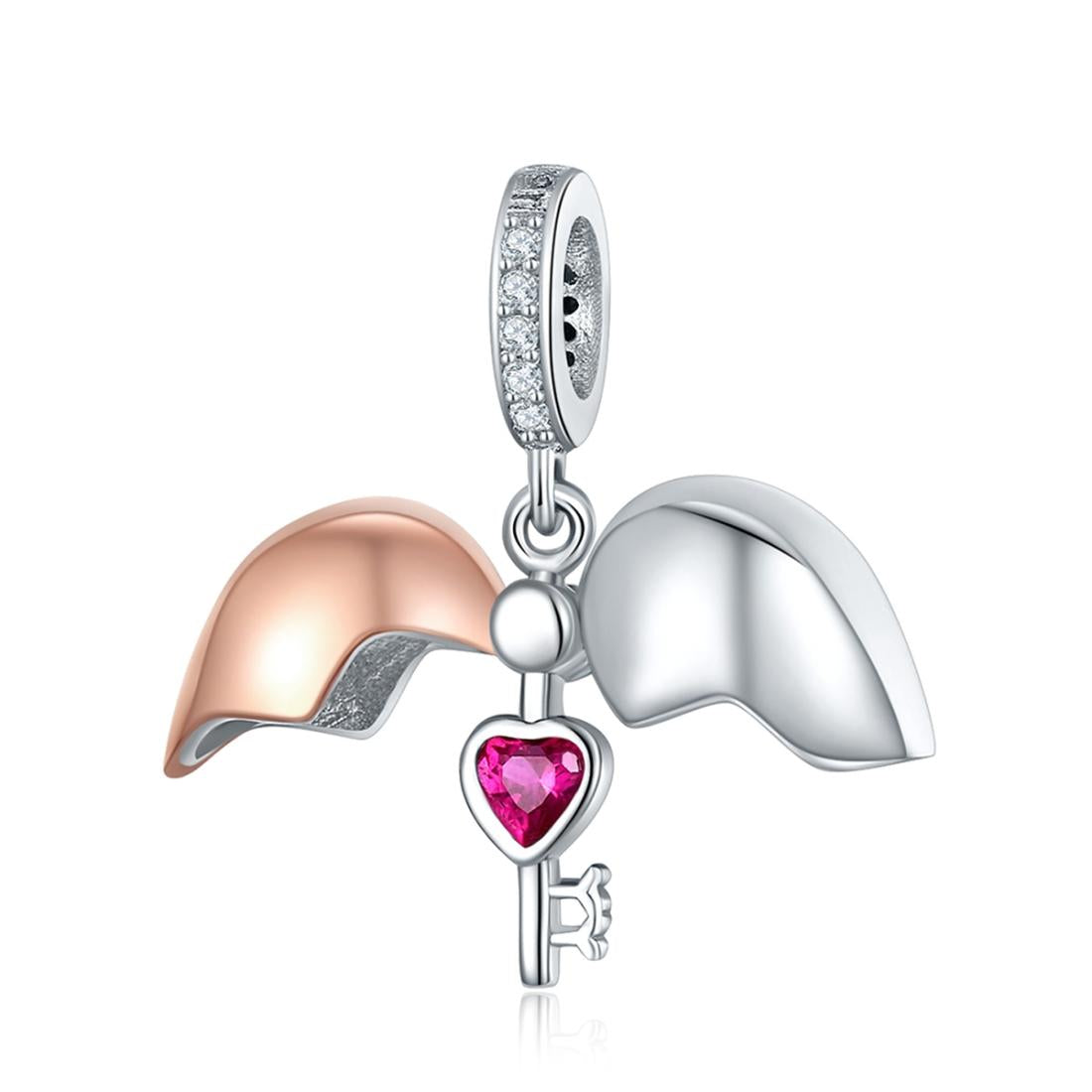 925 Sterling Silver Openable Heart Key Charm For Diy Bracelets