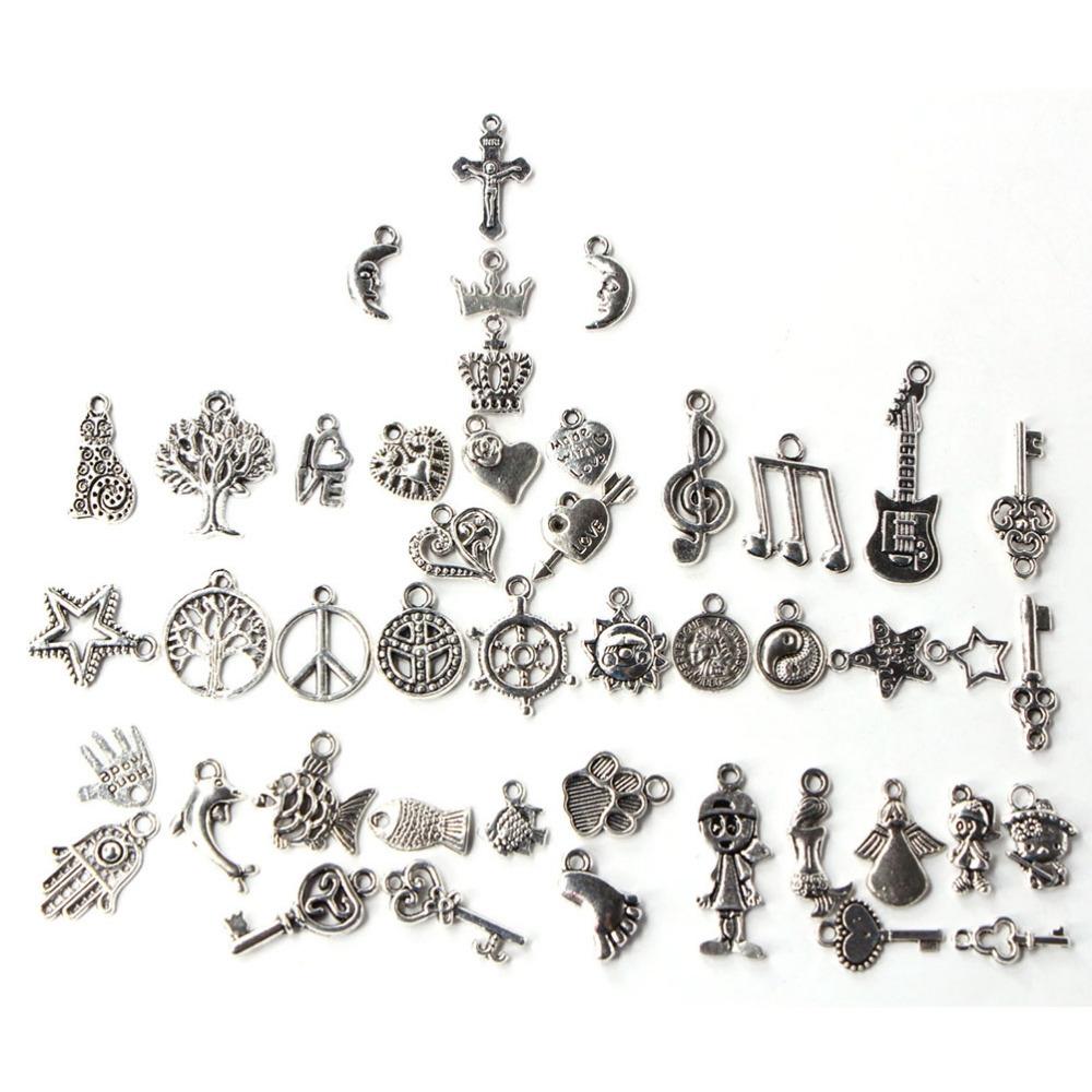 100Pcs Mixed Antique European Bracelet Charms Diy Fashion Jewelry