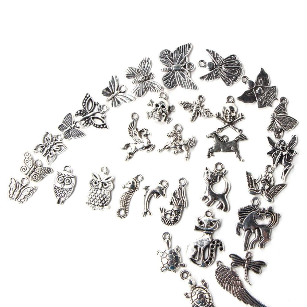 100Pcs Mixed Antique European Bracelet Charms Diy Fashion Jewelry
