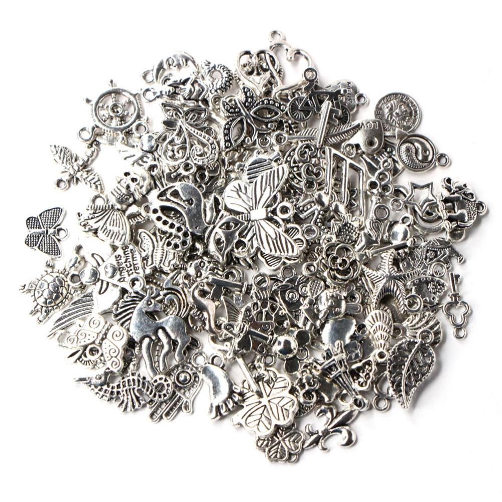 100Pcs Mixed Antique European Bracelet Charms Diy Fashion Jewelry