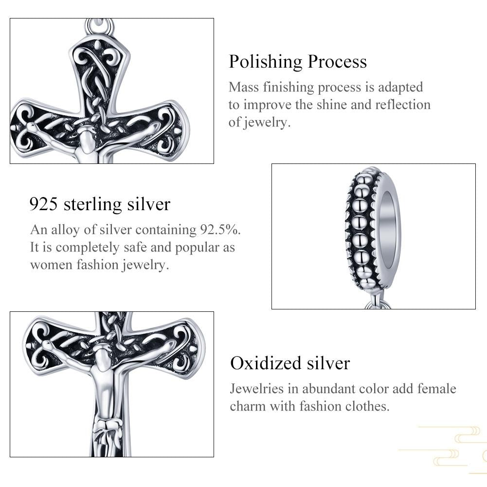 925 Sterling Silver Cross Pendant For Diy Bracelets