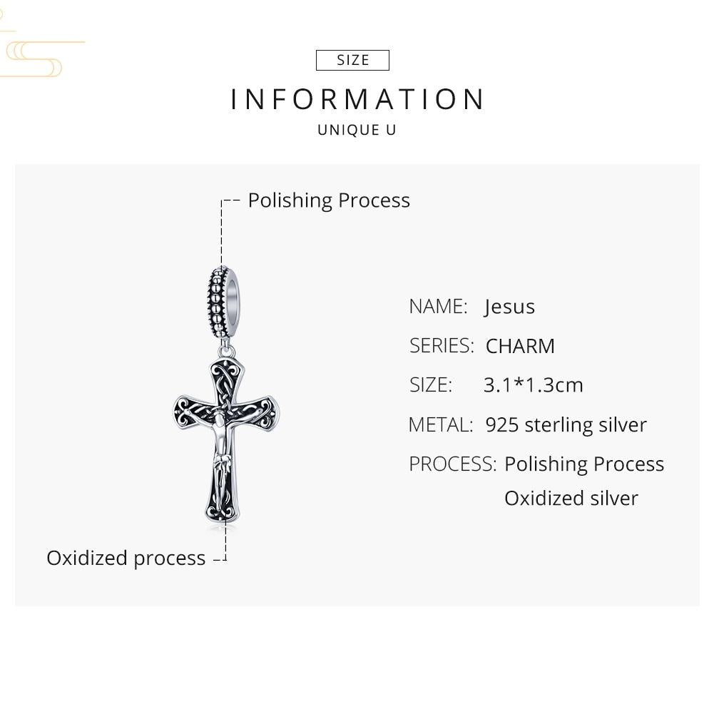 925 Sterling Silver Cross Pendant For Diy Bracelets