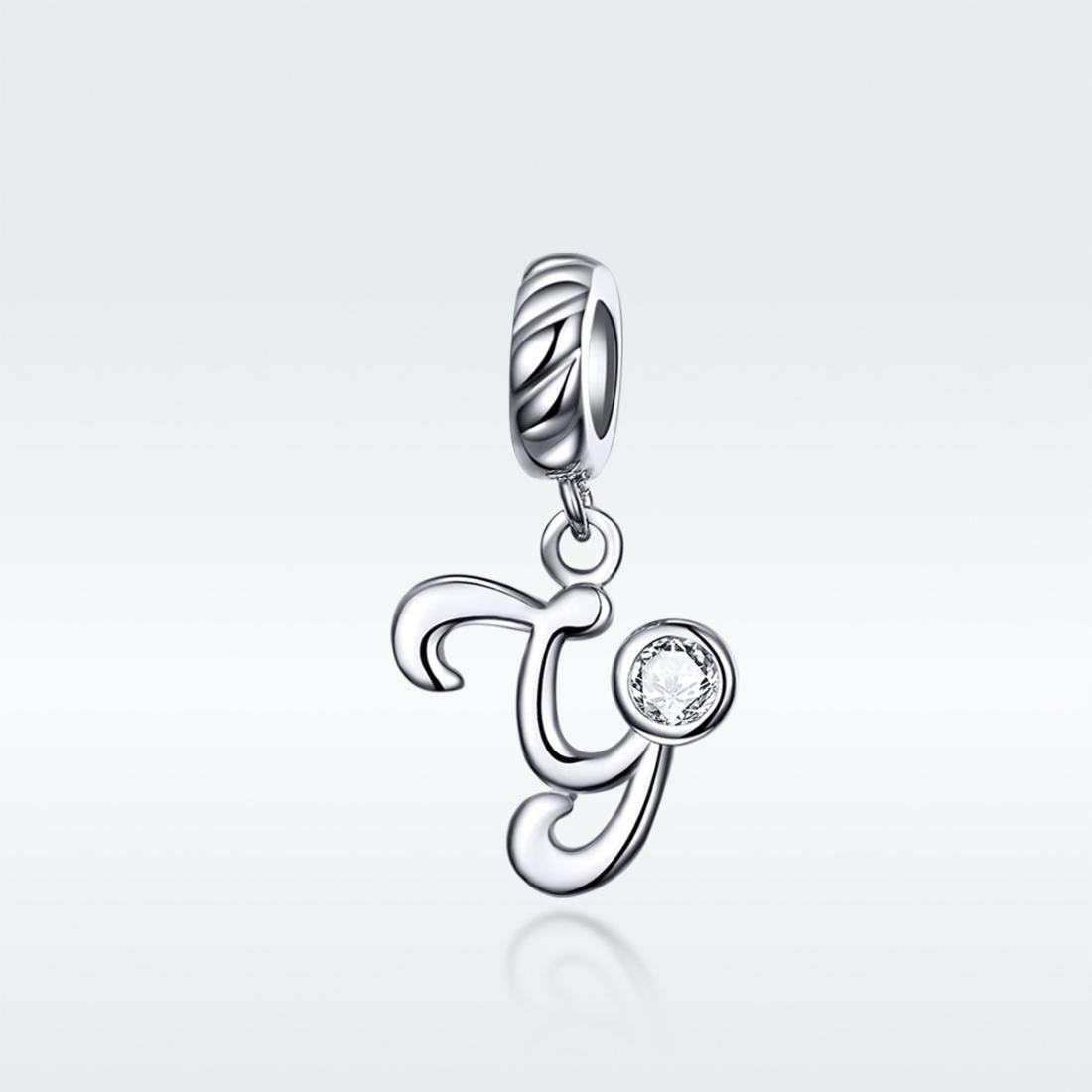 925 Sterling Silver Personalized Letter Pendant For Diy Bracelets And Necklaces Style - Y