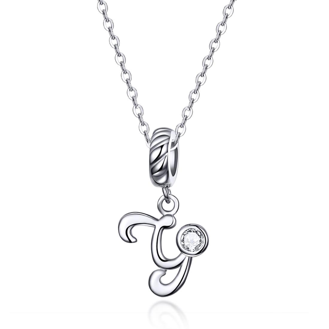 925 Sterling Silver Personalized Letter Pendant For Diy Bracelets And Necklaces Style - Y