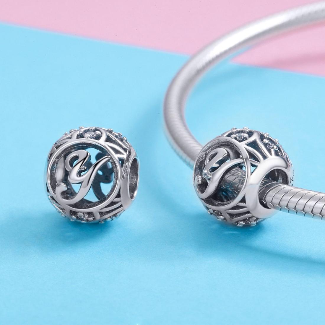925 Sterling Silver Personalized Letter Beads For Diy Bracelets & Necklaces Style - Y