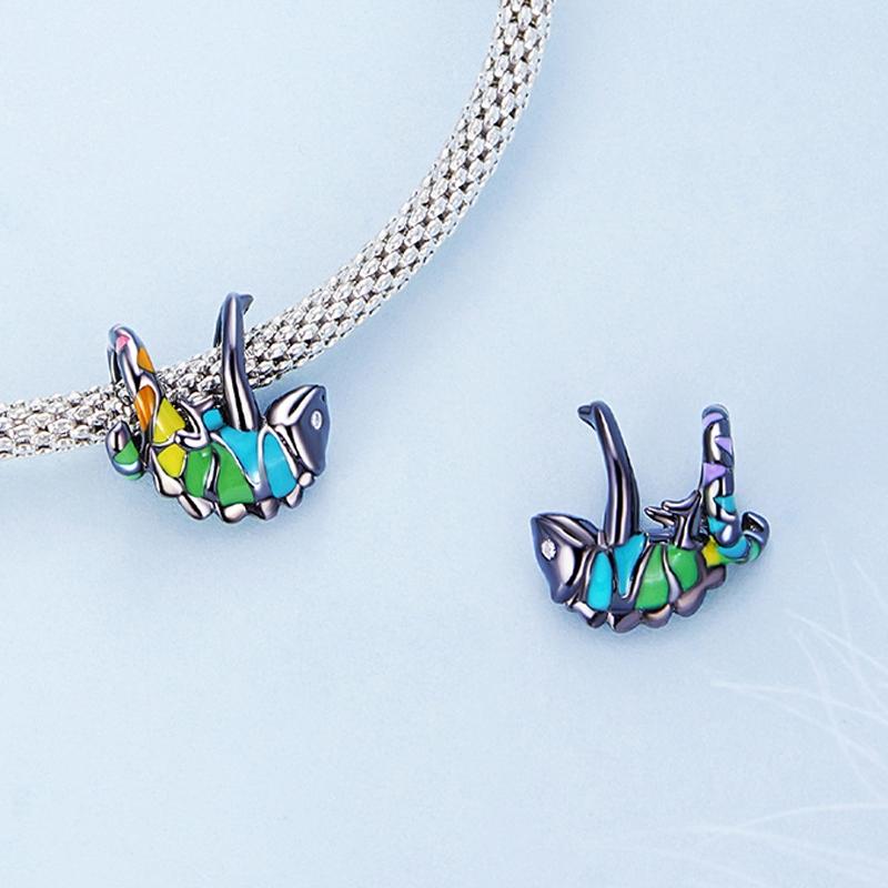 925 Sterling Silver Chameleon Beads For Diy Bracelets