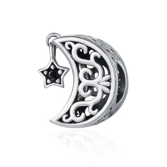 925 Sterling Silver Diy Star & Moon Bead