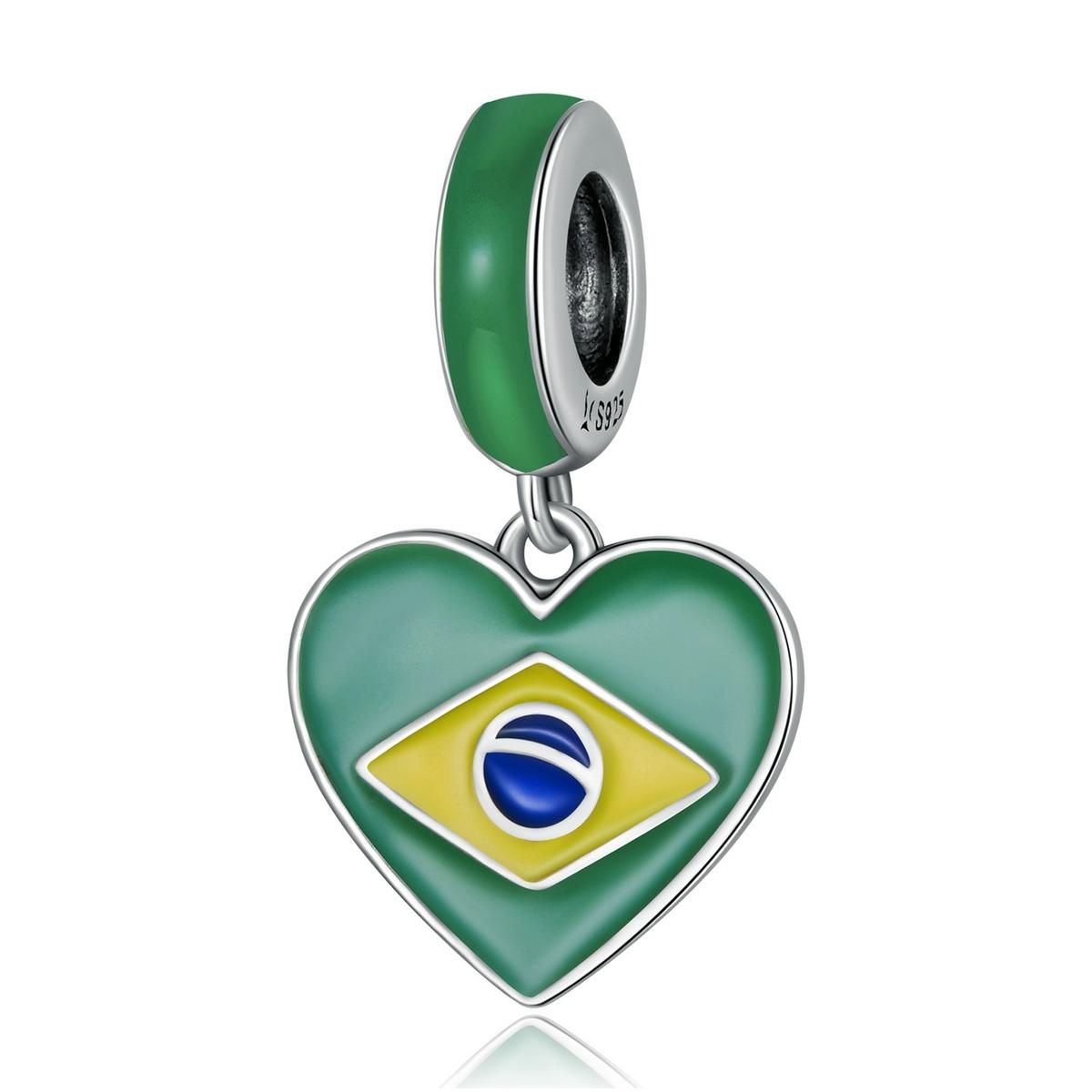 925 Sterling Silver Brazilian Flag Pendant Bracelet / Necklace Accessory