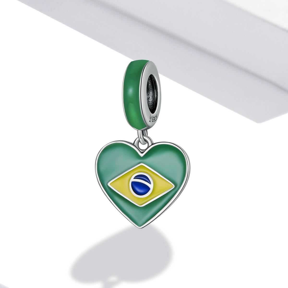 925 Sterling Silver Brazilian Flag Pendant Bracelet / Necklace Accessory