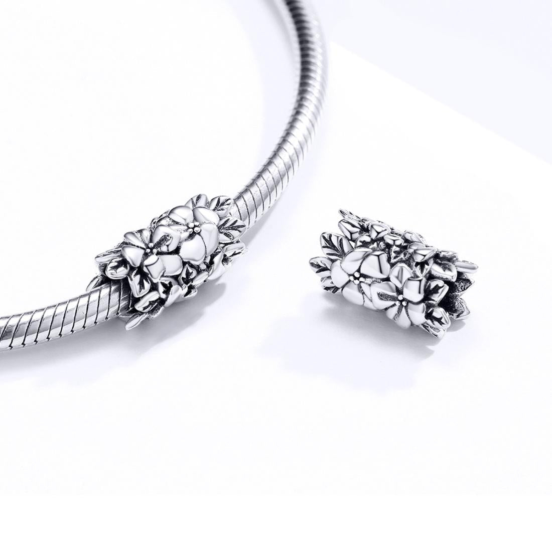 925 Sterling Silver Flower Bead Bracelet & Necklace Set