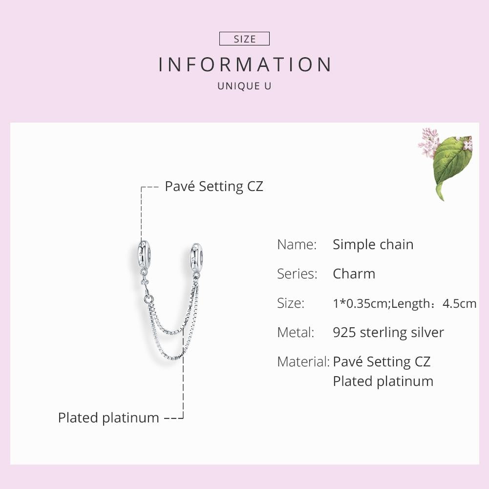 925 Sterling Silver Simple Safety Chain For Diy Bracelets