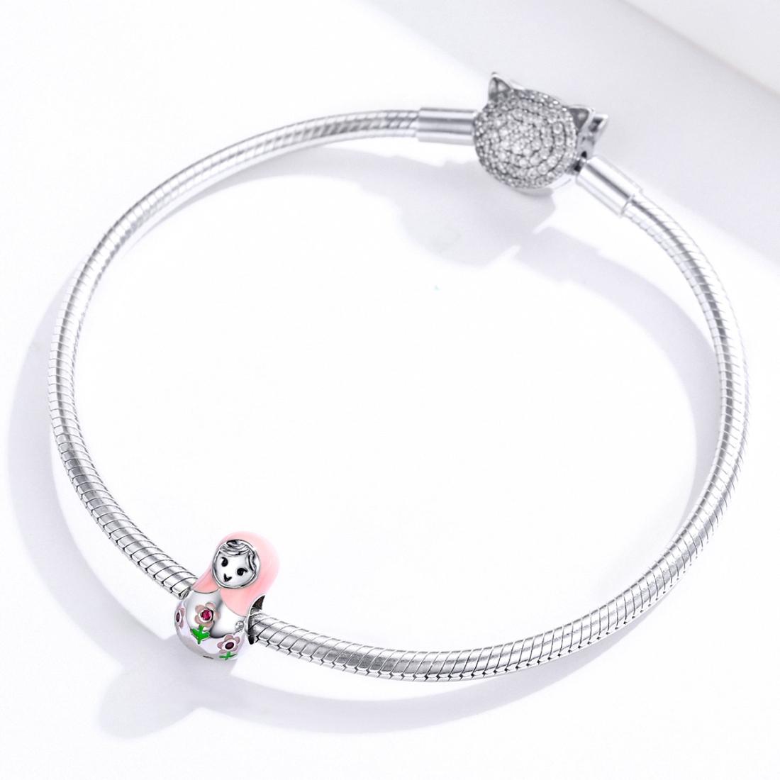 925 Sterling Silver Russian Doll Beaded Bracelet