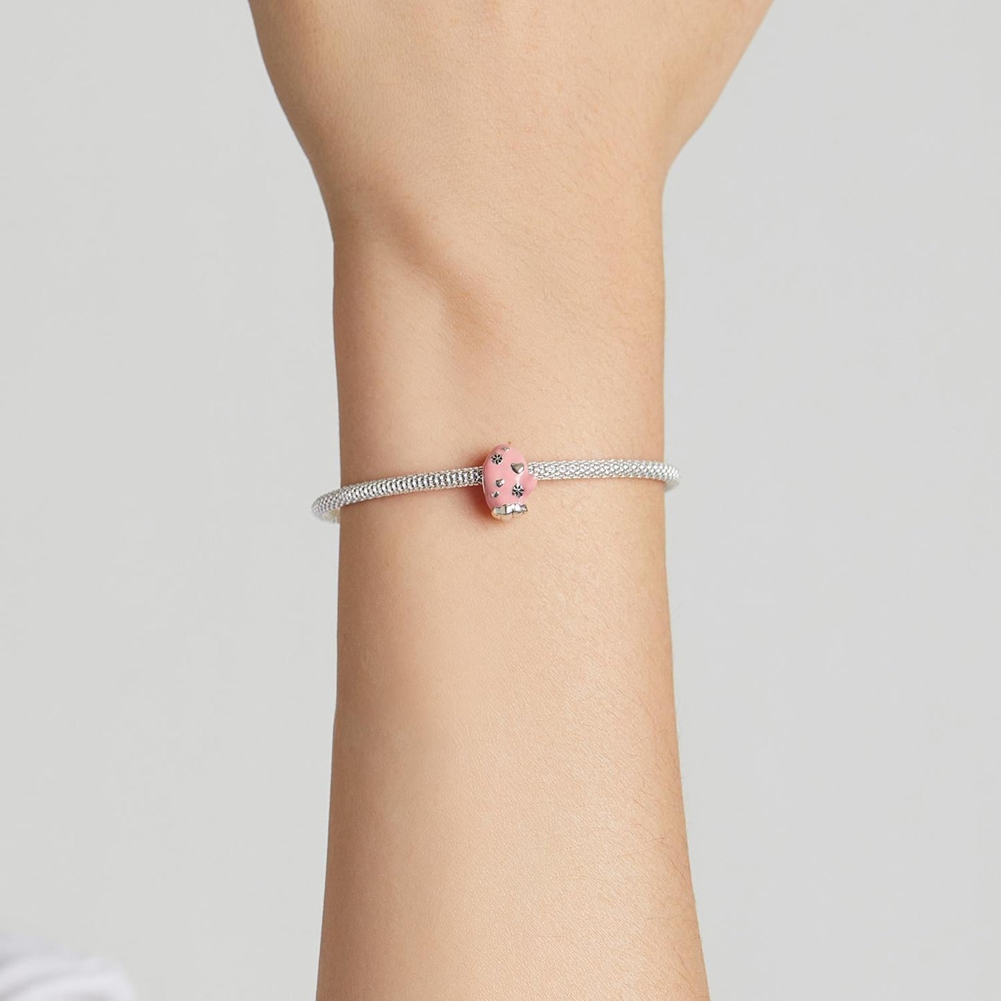 925 Sterling Silver Diy Pink Beaded Bracelet / Necklace Set