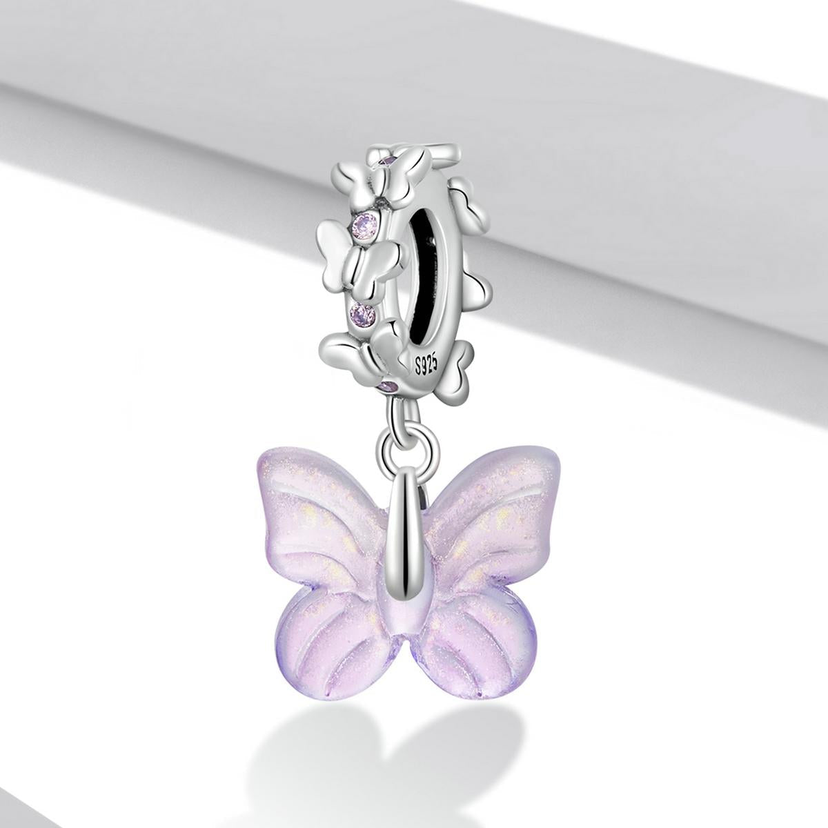 925 Sterling Silver Glazed Butterfly Pendant For Diy Bracelets & Necklaces