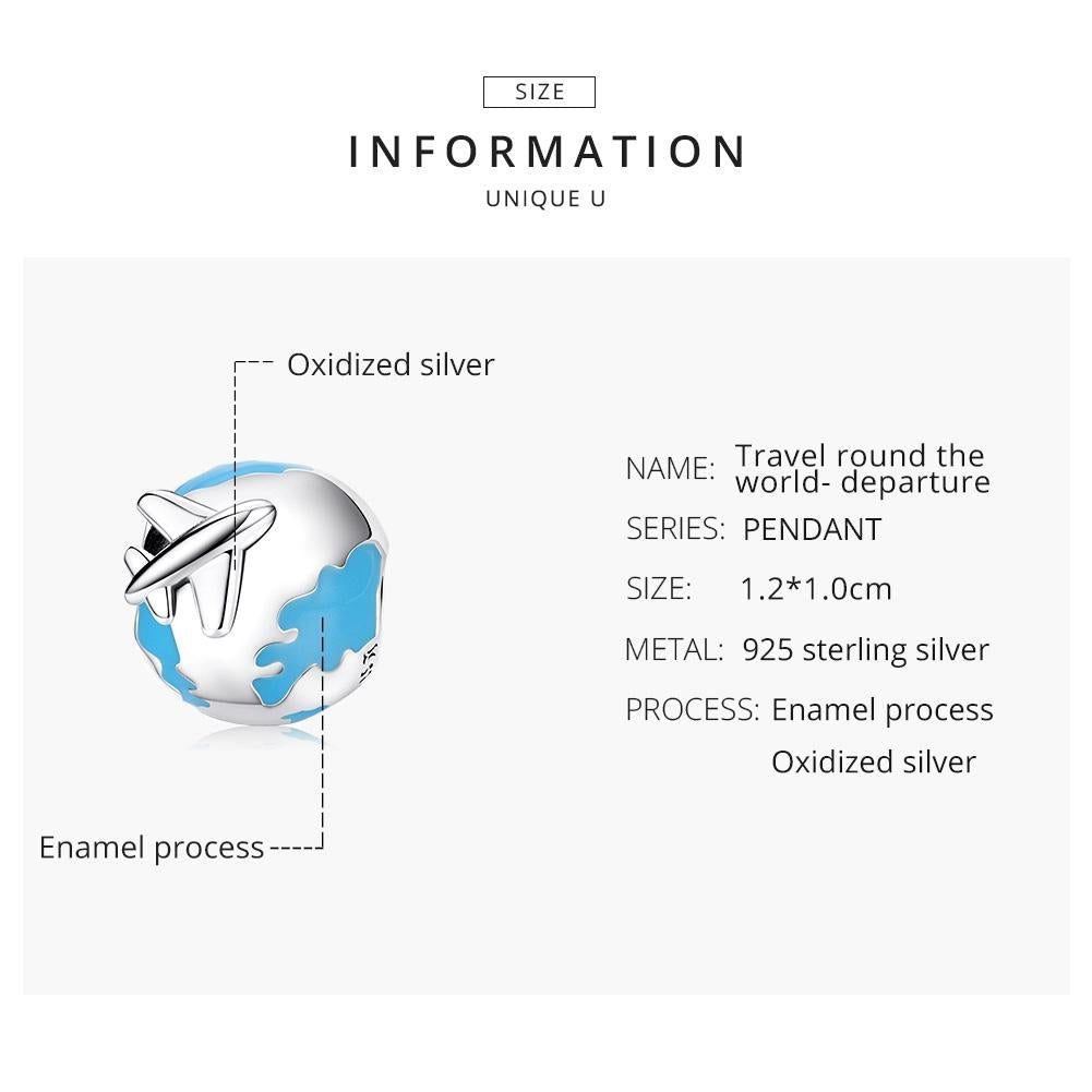 925 Sterling Silver World Travel Beads For Bracelet / Necklace