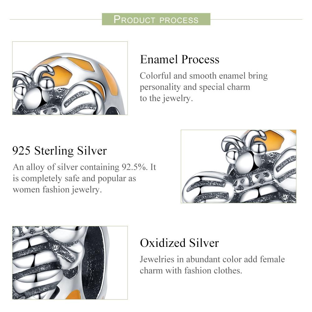 925 Sterling Silver Bee Charm For Diy Bracelets & Necklaces