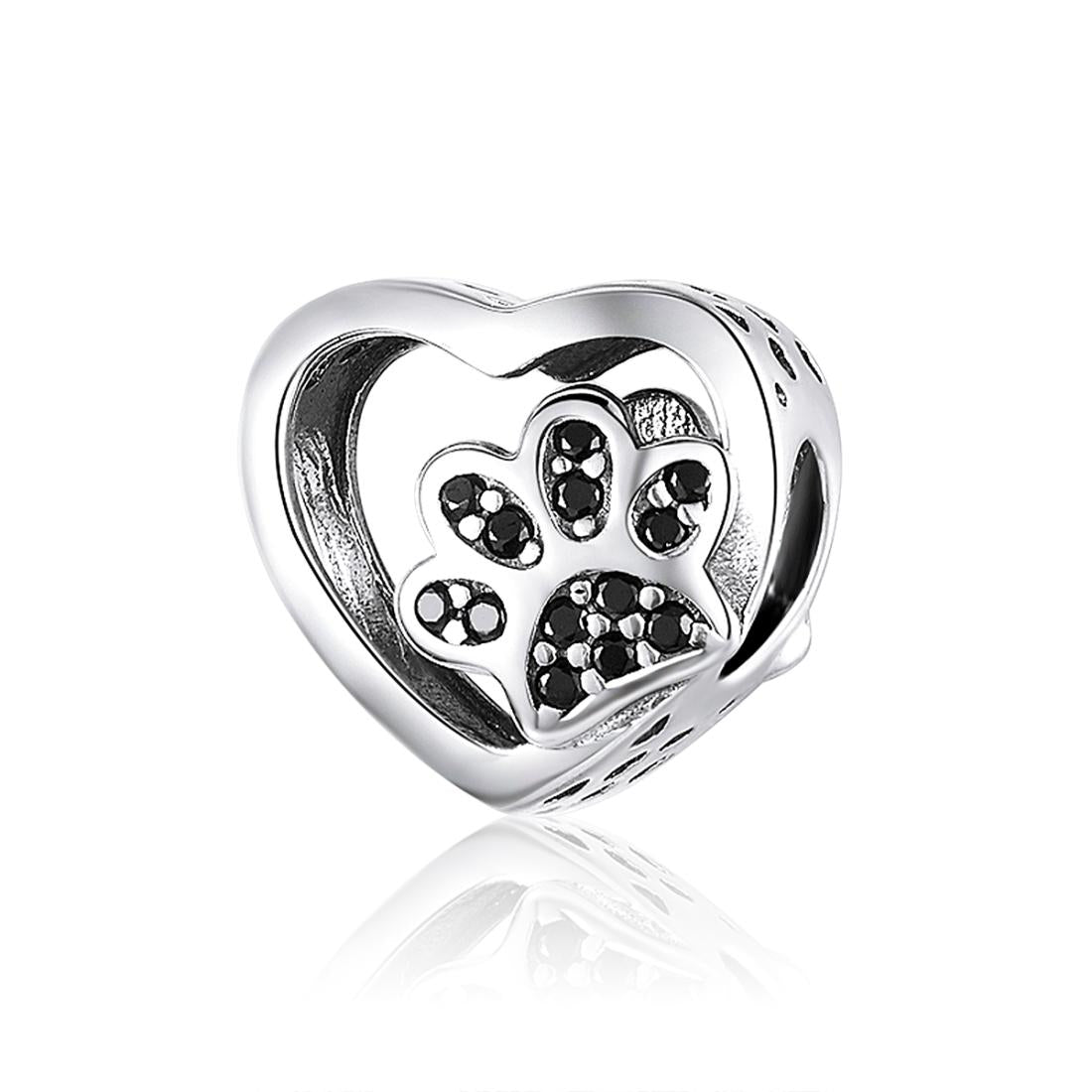 925 Sterling Silver Pet Paw Print Beaded Bracelet Bead