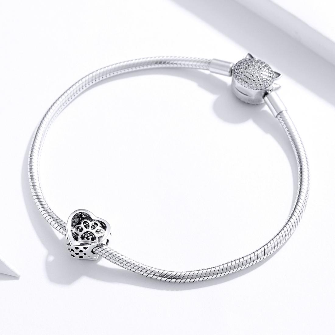 925 Sterling Silver Pet Paw Print Beaded Bracelet Bead