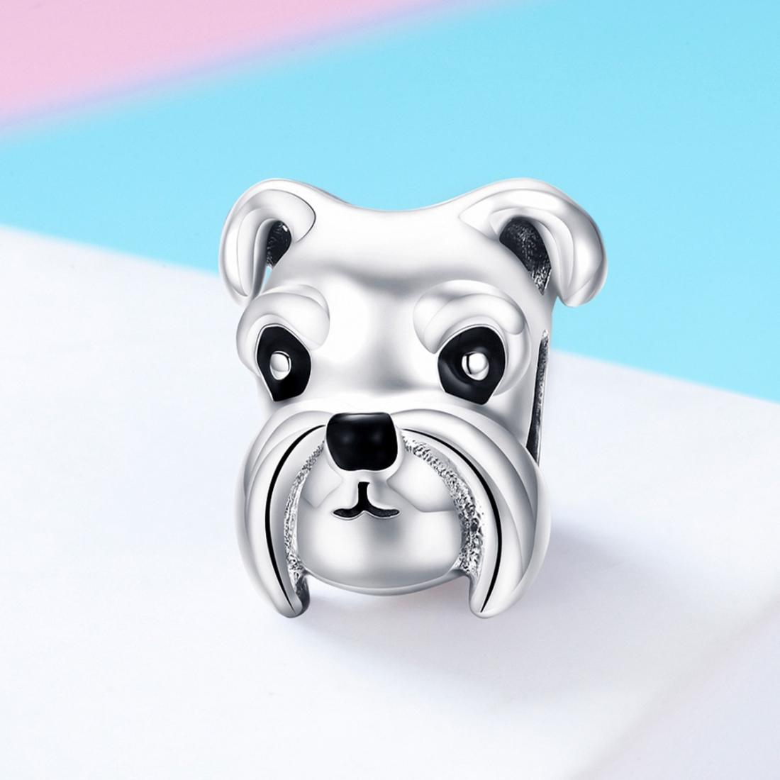 925 Sterling Silver Schnauzer Beads Platinum Plated