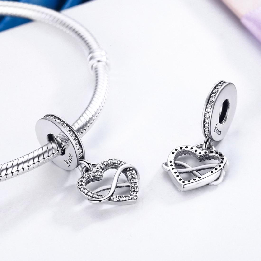 925 Sterling Silver Heart Diamond Pendant For Bracelet Or Necklace
