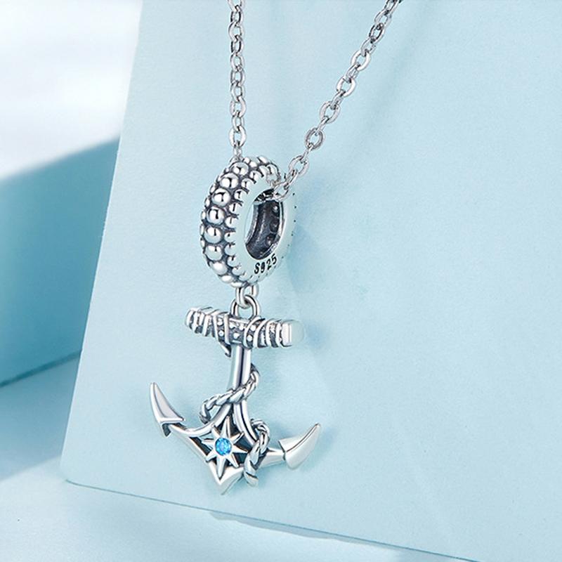 925 Sterling Silver Anchor Pendant Bracelet Beads