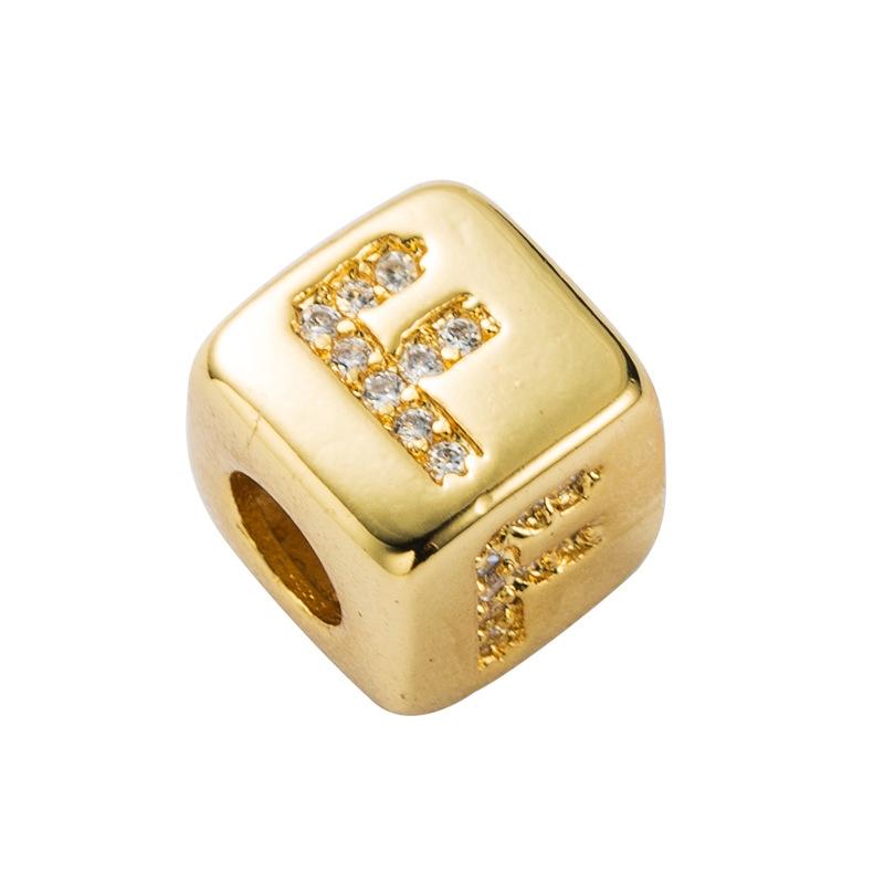 Brass Micro Inlaid Couple Red String Diy Bracelet English Letter Beads Style - F